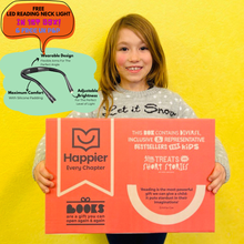 Load image into Gallery viewer, Little Literates Book Box Gift for Kids 4 - 7 years old | Christmas Gifts | Birthday Gifts | Hug in a Box for Children | Bookworm Gifts Book Subscription Box Happier Every Chapter