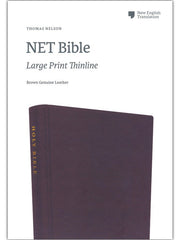 NET Bible, Thinline Large Print, Genuine Leather, Brown, Comfort Print: Holy Bible Leather Bound €“ Large Print