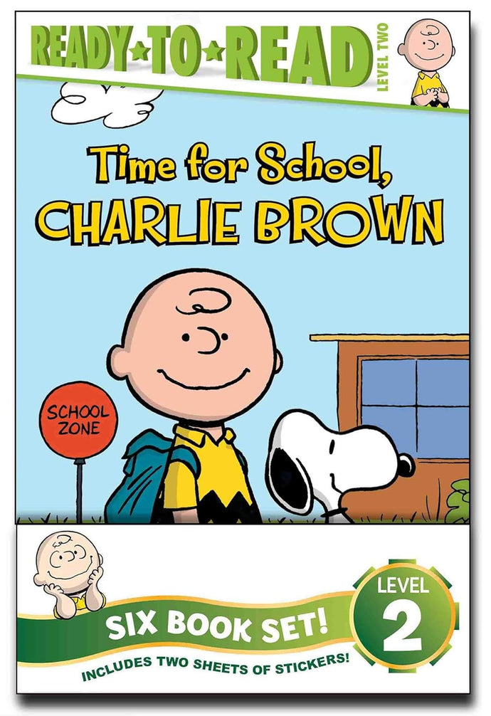 Peanuts Ready-to-Read Value Pack: Time for School, Charlie Brown; Make a Trade, Charlie Brown!; Lucy Knows Best; Linus Gets Glasses; Snoopy and Woodstock; Snoopy, First Beagle on the Moon! Paperback Children's Books Happier Every Chapter   