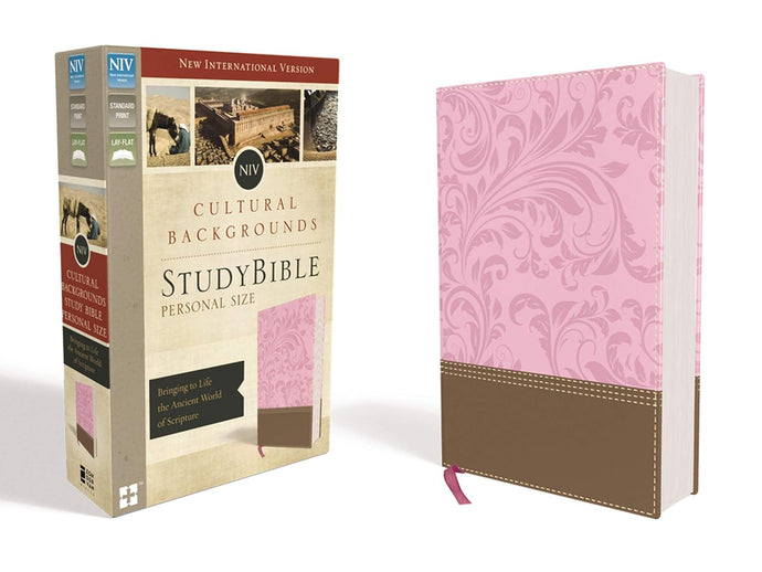 NIV Cultural Backgrounds Study Bible: New International Version, Pink/Brown, Leathersoft, Personal Size, Bringing to Life the Ancient World of Scripture Imitation Leather  Happier Every Chapter   