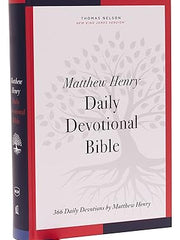 NKJV, Matthew Henry Daily Devotional Bible, Hardcover, Red Letter, Thumb Indexed, Comfort Print: 366 Daily Devotions by Matthew Henry Hardcover
