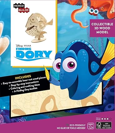 IncrediBuilds: Finding Dory 3D Wood Model Paperback Children's Books Happier Every Chapter