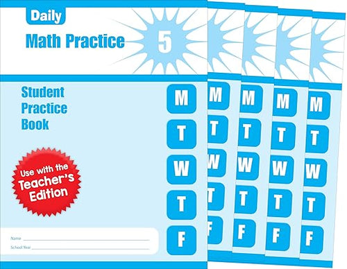 Daily Math Practice, Grade 5 - Student Workbook (5-pack) Children's Books Happier Every chapter