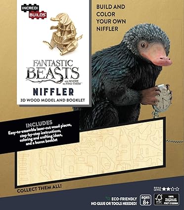 IncrediBuilds: Fantastic Beasts and Where to Find Them: Niffler 3D Wood Model and Booklet Paperback Children's Books Happier Every Chapter