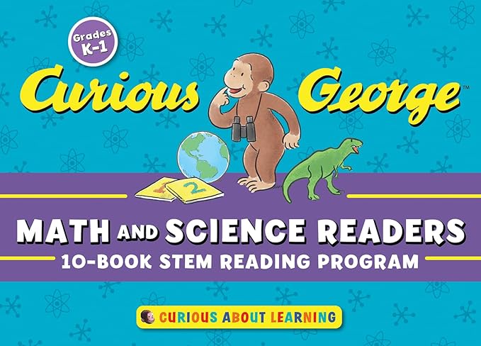 Curious George Math and Science Readers: 10-Book Stem Reading (Curious George: Curious About Learning) Paperback Children's Books Happier Every Chapter   