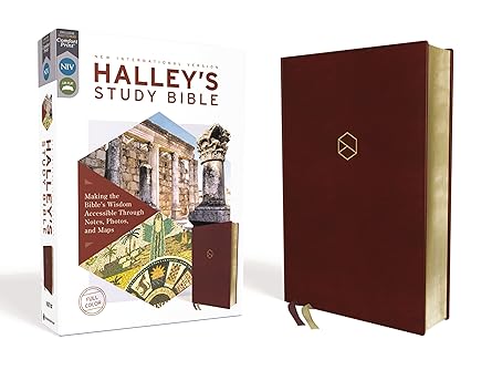Niv, Halley's Study Bible, Leathersoft, Burgundy, Red Letter Edition, Comfort Print: Making the Bible's Wisdom Accessible Through Notes, Photos, and Maps Imitation Leather Adult Non-Fiction Happier Every Chapter