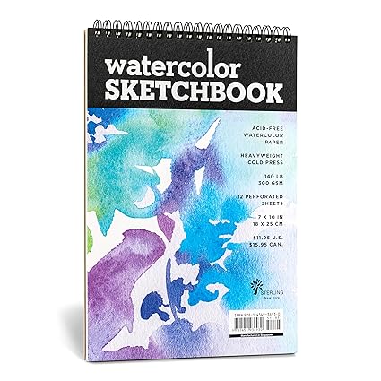 Watercolor Sketchbook - Medium Black Fliptop Spiral (Landscape) (Sterling Sketchbooks) Paperback