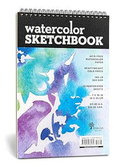 Watercolor Sketchbook - Medium Black Fliptop Spiral (Landscape) (Sterling Sketchbooks) Paperback