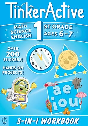 Tinkeractive 1st Grade 3-In-1 Workbook: Math, Science, English Language Arts (Tinkeractive Workbooks) Paperback Children's Books Happier Every chapter