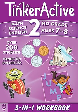 Tinkeractive 2nd Grade 3-In-1 Workbook: Math, Science, English Language Arts (Tinkeractive Workbooks) Paperback Children's Books Happier Every Chapter