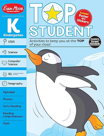 Top Student, Kindergarten Workbook Paperback Children's Books Happier Every Chapter   