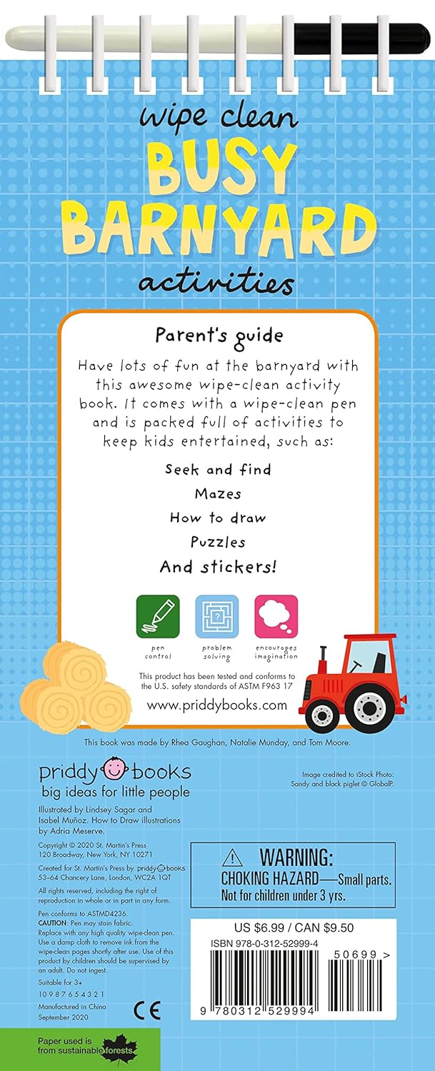 Wipe Clean Activities: Busy Barnyard: With Farm-tastic stickers! (Wipe Clean Activity Books) Spiral Bound