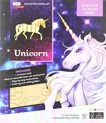 IncrediBuilds: Unicorn Book and 3D Wood Model Loose Leaf Children's Books Happier Every Chapter