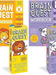 Brain Quest 4-Book & Cards Set (Brain Quest Workbook: Kindergarten, Brain Quest Workbook: Pre-K, Brain Quest Kindergarten Q&A Cards, Brain Quest Preschool Q&A Cards) Paperback