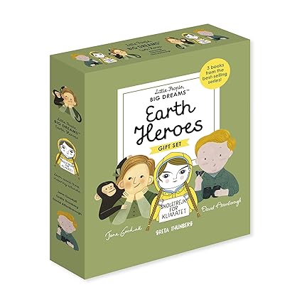 Little People, BIG DREAMS: Earth Heroes: 3 books from the best-selling series! Jane Goodall - Greta Thunberg - David Attenborough Hardcover Children's Books Happier Every Chapter