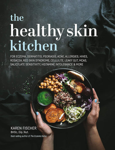 The Healthy Skin Kitchen: For Eczema, Dermatitis, Psoriasis, Acne, Allergies, Hives, Rosacea, Red Skin Syndrome, Cellulite, Leaky Gut, MCAS, Salicylate Sensitivity, Histamine Intolerance & more Hardcover – 3 Mar. 2021 by Karen Fischer (Author) Happier Every Chapter