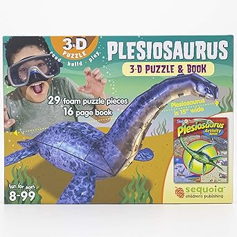 Plesiosaurus: 3D Puzzle and Book Paperback Children's Books Happier Every chapter