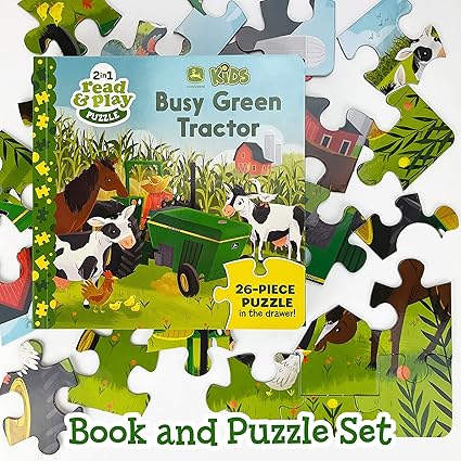 John Deere Kids Busy Green Tractor (2 in 1 Read & Play) Board book