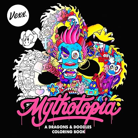 Mythotopia: A Dragons and Doodles Coloring Book Paperback Adult Non-Fiction Happier Every Chapter   