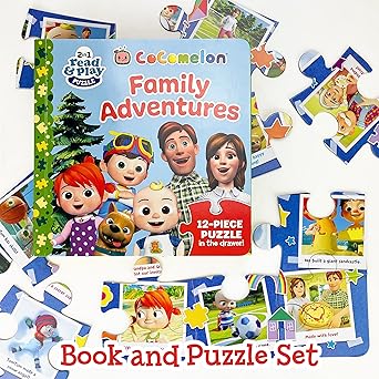 Cocomelon Family Adventures: 2 in 1 Read & Play Puzzle Board book Children's Books Happier Every chapter