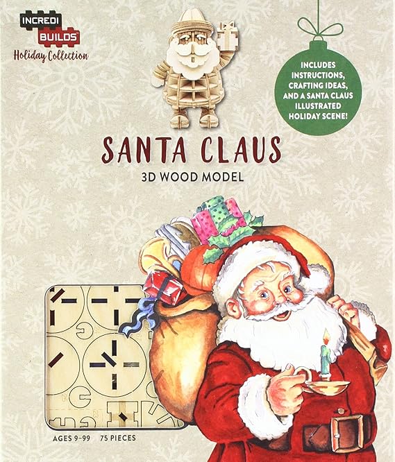 Incredibuilds Holiday Collection Santa Claus 3D Wood Model Children's Books Happier Every chapter