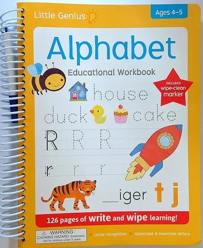 Alphabet Write and Wipe Educational Workbook (Little Genius)Bargain Books Children's Books Happier Every Chapter   