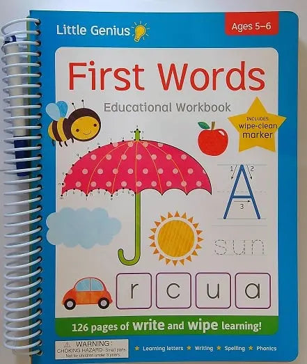 First Words Write and Wipe Educational Workbook (Little Genius) by Lake Press Pty Ltd Children's Books Happier Every Chapter