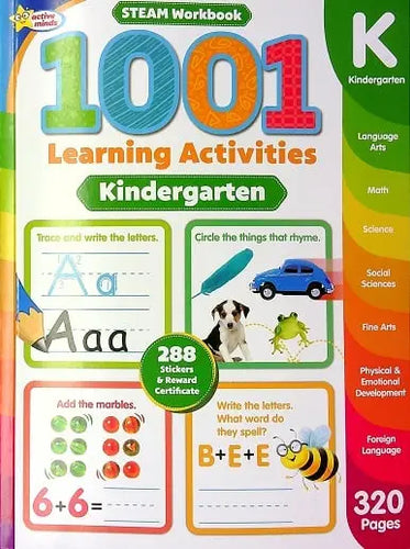 Kindergarten 1001 Learning Activities STEAM Workbook Paperback Children's Books Happier Every chapter