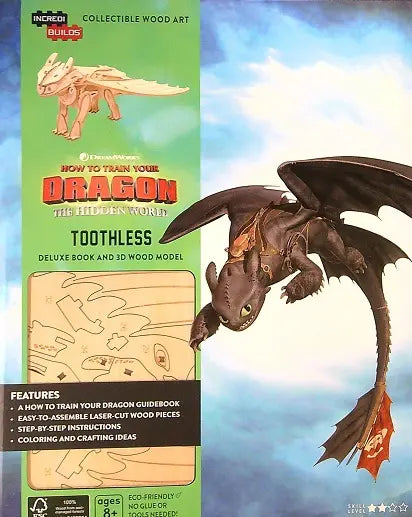 Toothless Deluxe Book and 3D Wood Model (IncrediBuilds, How to Train Your Dragon: The Hidden World)Activity Set
