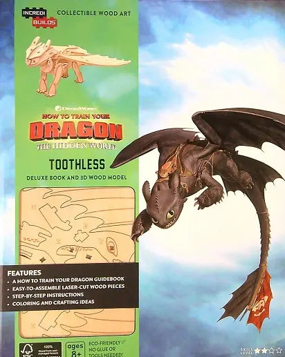 Toothless Deluxe Book and 3D Wood Model (IncrediBuilds, How to Train Your Dragon: The Hidden World)Activity Set Children's Books Happier Every chapter