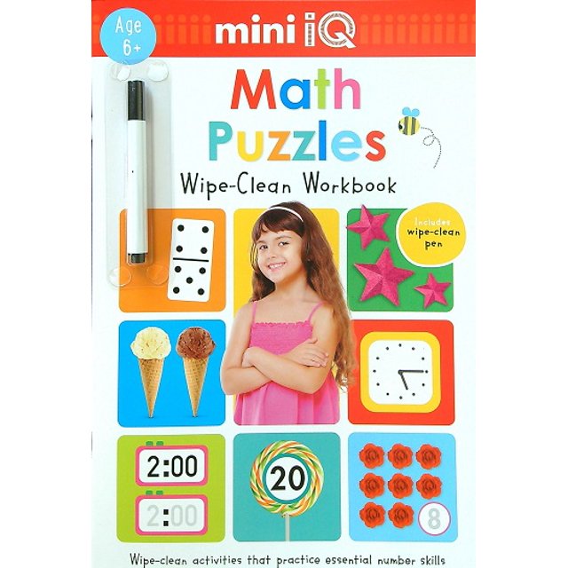 Math Puzzles Wipe-Clean Workbook (Mini IQ, Age 6+)Paperback