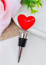 Load image into Gallery viewer, Glass Heart Bottle Stopper | Valentine’s Day Heart Wine Stopper - Champagne/Wine Bottle Stopper, Handmade Glass Wine Stoppers – Wine Accessories Gift - Wine Corker / Sealer Wine Stopper Happier Every Chapter   
