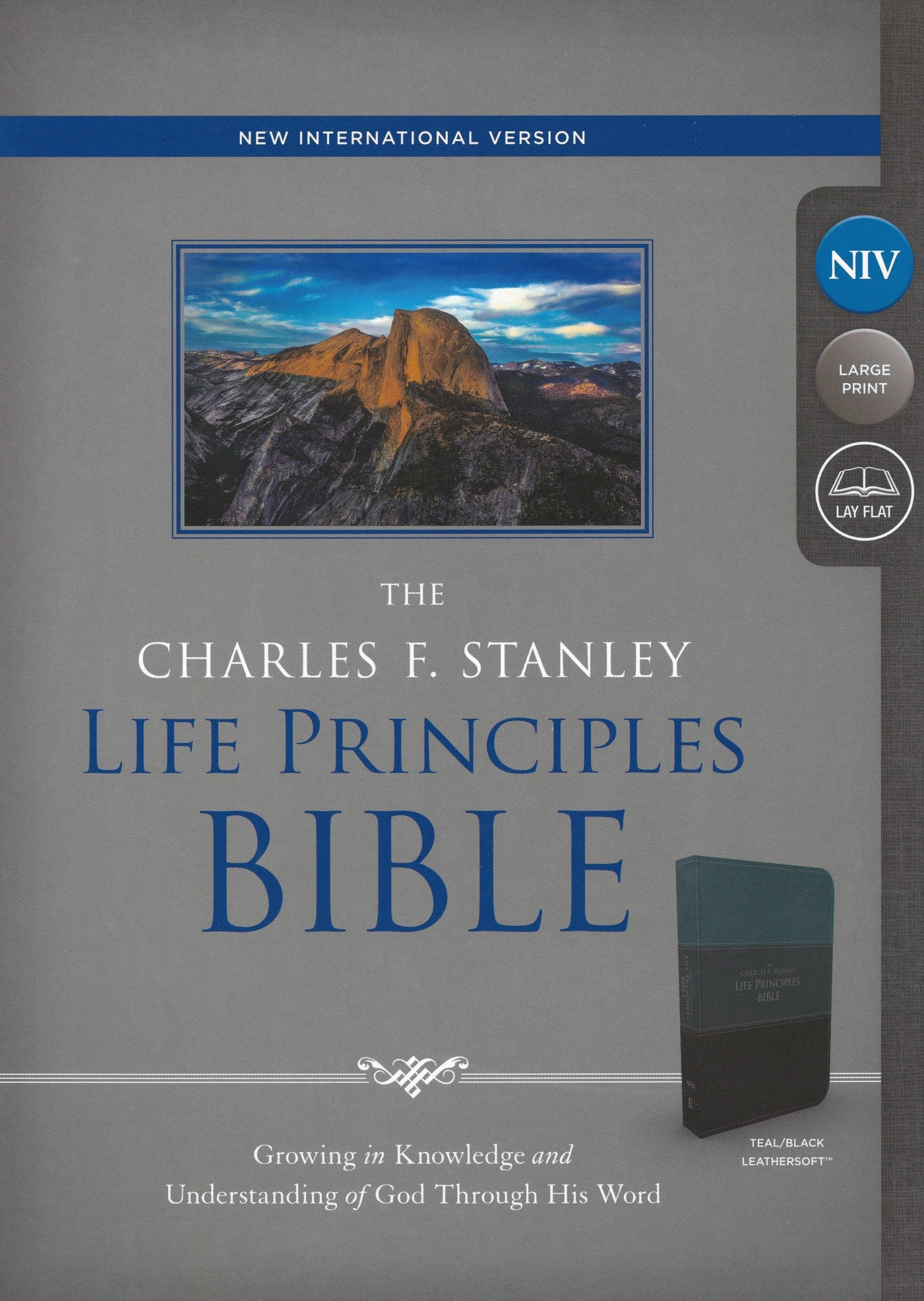 NIV The Charles F. Stanley Life Principles Bible (Teal/Black Leathersoft) (Imitation Leather)