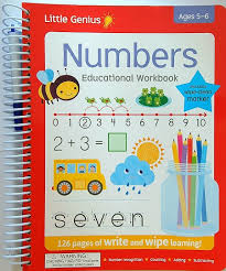 Numbers Write and Wipe Educational Workbook (Little Genius) Children's Books Happier Every Chapter