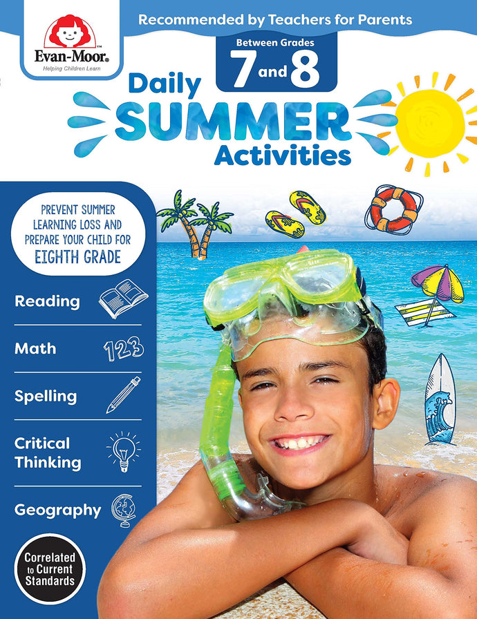 Daily Summer Activities (Between Grades 7-8) (Paperback) Children's Books Happier Every Chapter   