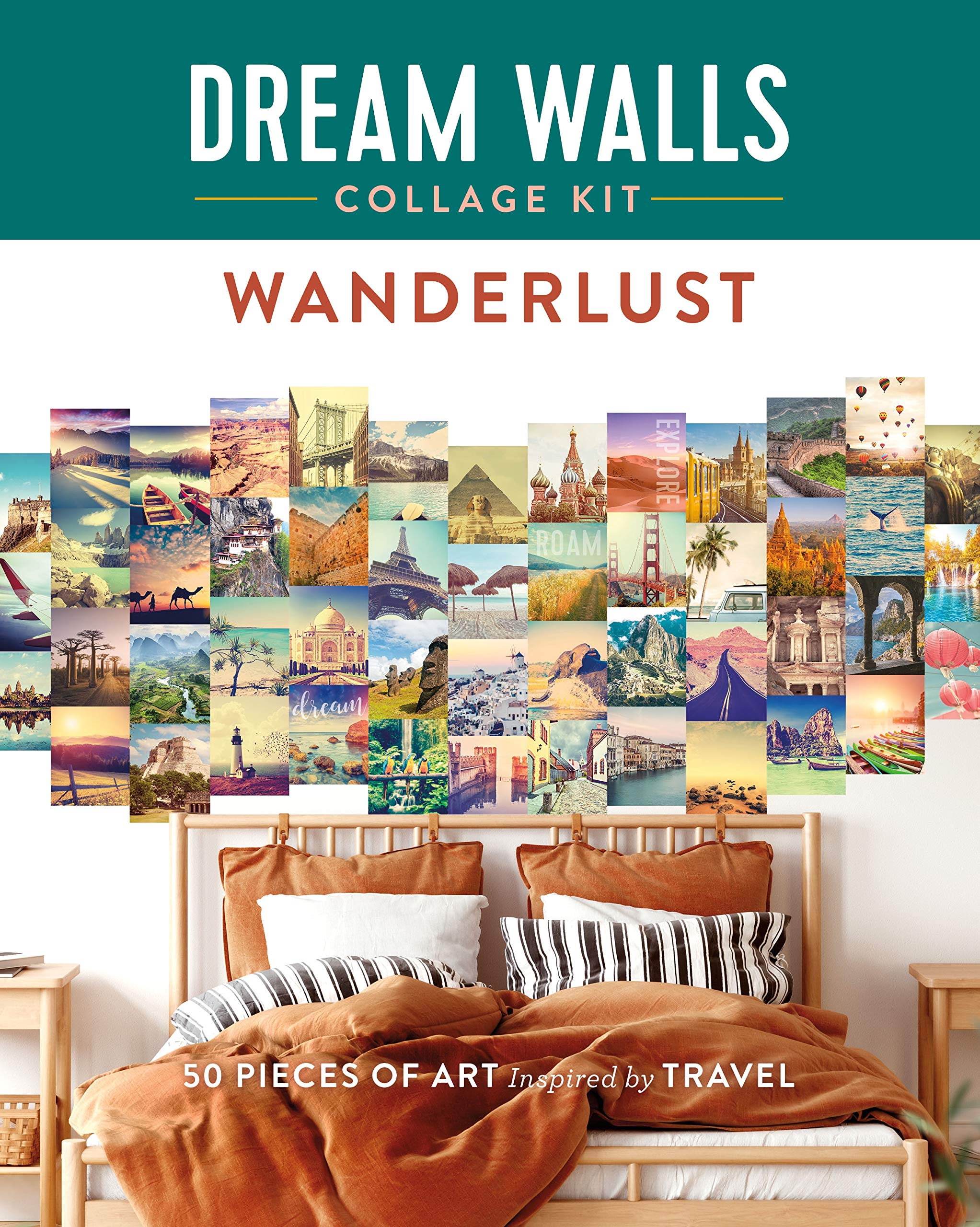 Wanderlust: 50 Pieces of Art Inspired by Travel (Dream Walls Collage Kit) (Paperback)