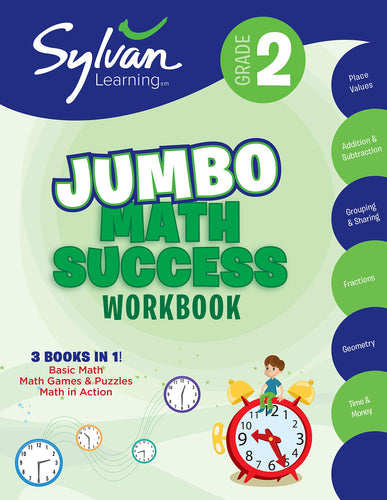 Jumbo Math Success Workbook (Sylvan Learning, Grade 2) (Softcover) Children's Books Happier Every Chapter   