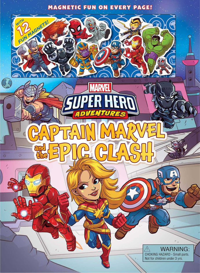 Captain Marvel and the Epic Clash Magnetic Playset (Marvel Super Hero Adventures) Children's Books Happier Every Chapter   