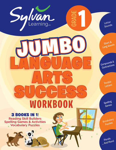 First Grade Jumbo Language Arts Success Workbook (Reading Skill Builders/Spelling Games & Activities/ Vocabulary Puzzles) (Paperback) Children's Books Happier Every Chapter   