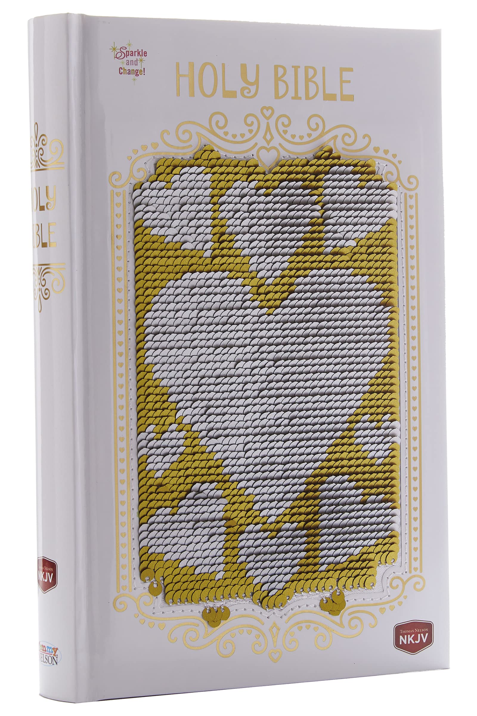 NKJV Sequin Sparkle and Change Bible (Silver/Gold) (Hardcover)